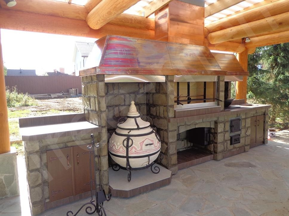 Барбекю комплекс с медной крышей