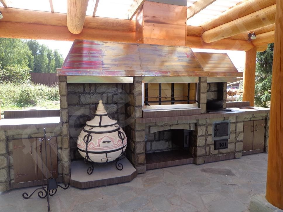 Барбекю комплекс с медной крышей