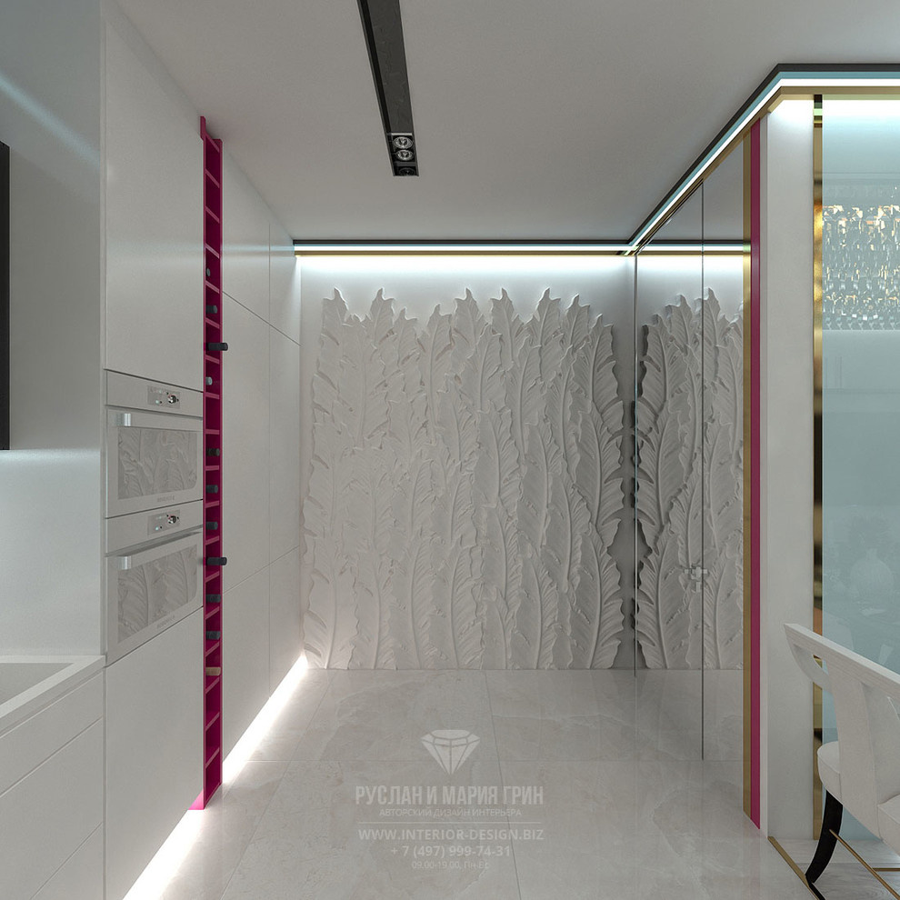 Дизайн кухни в коридоре 3-комнатной квартиры