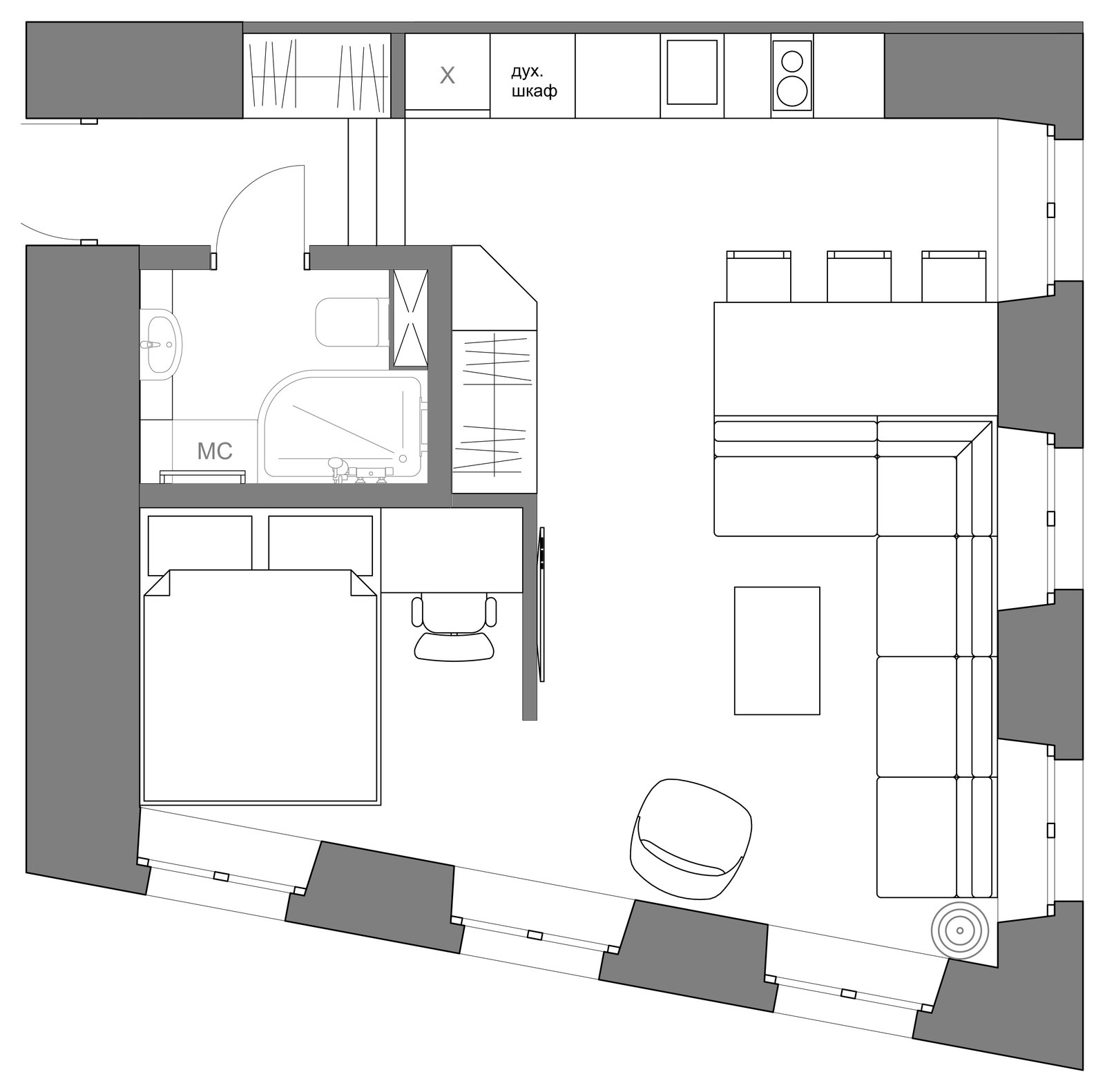 Квартира в стиле Лофт в доме XIX века.