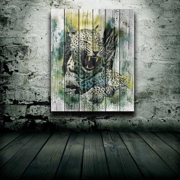 Панно на досках "Леопард"