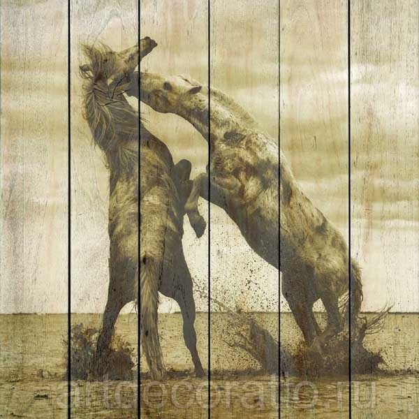 Панно на досках "Игривые лошадки".