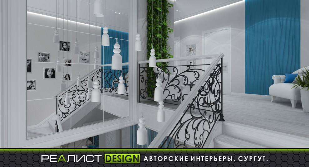Интерьеры Коттеджа. Бирюзовый с белым. г. Сургут. 2015