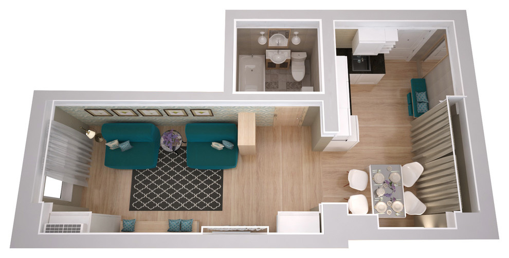 Обложка проекта: Дизайн проект малогабаритной квартиры