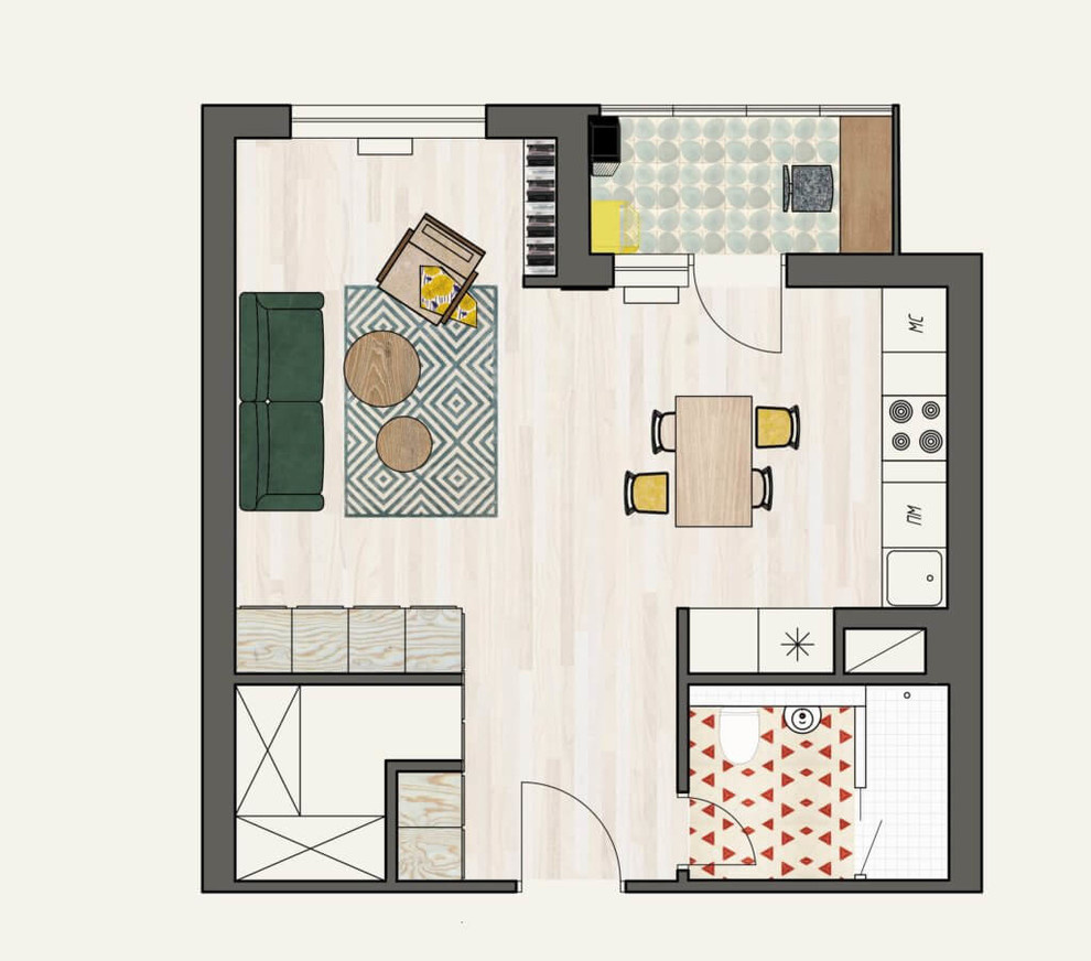 ЖК Самоцветы студия 35 м²