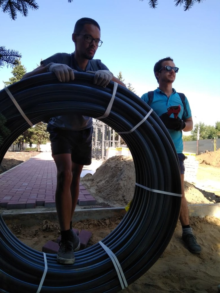 Монтаж автоматической системы полива на Центральной пл. г.Тольятти "Аллея Славы"