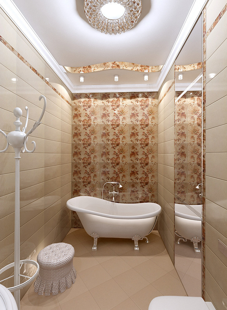 Ванная комната в классическом стиле в светлых тонах