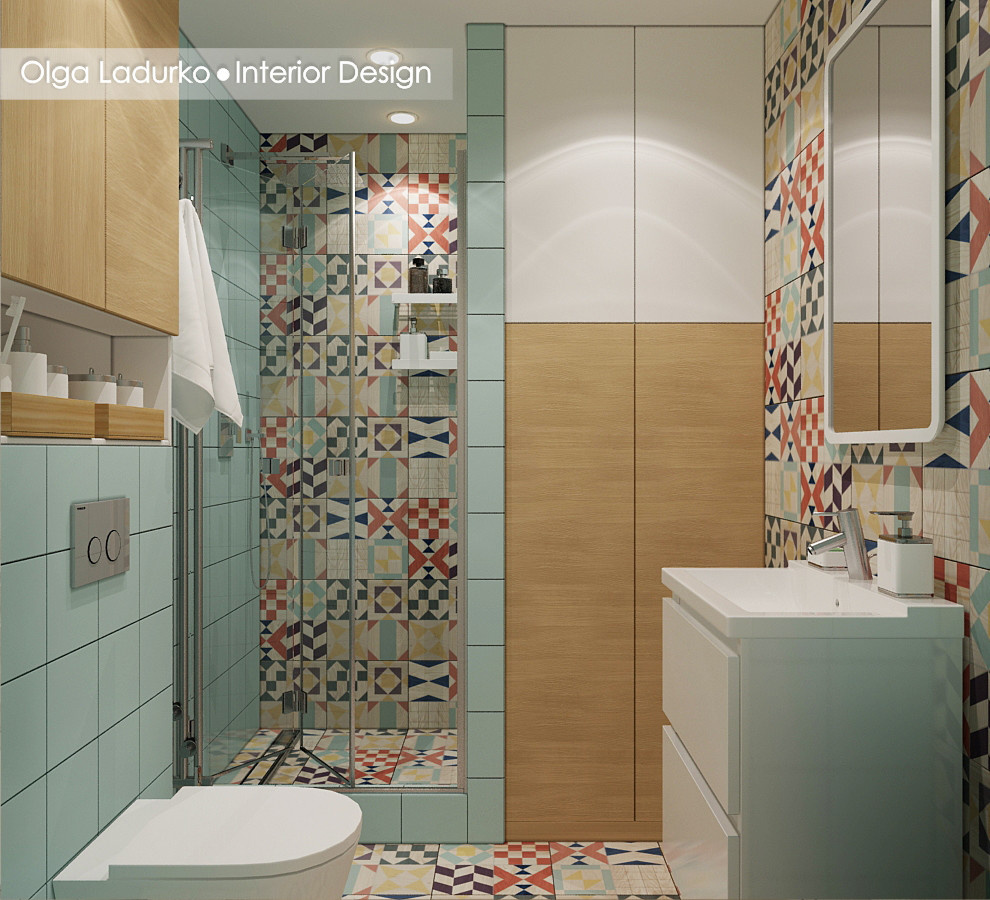 Санузел в ярких цветах