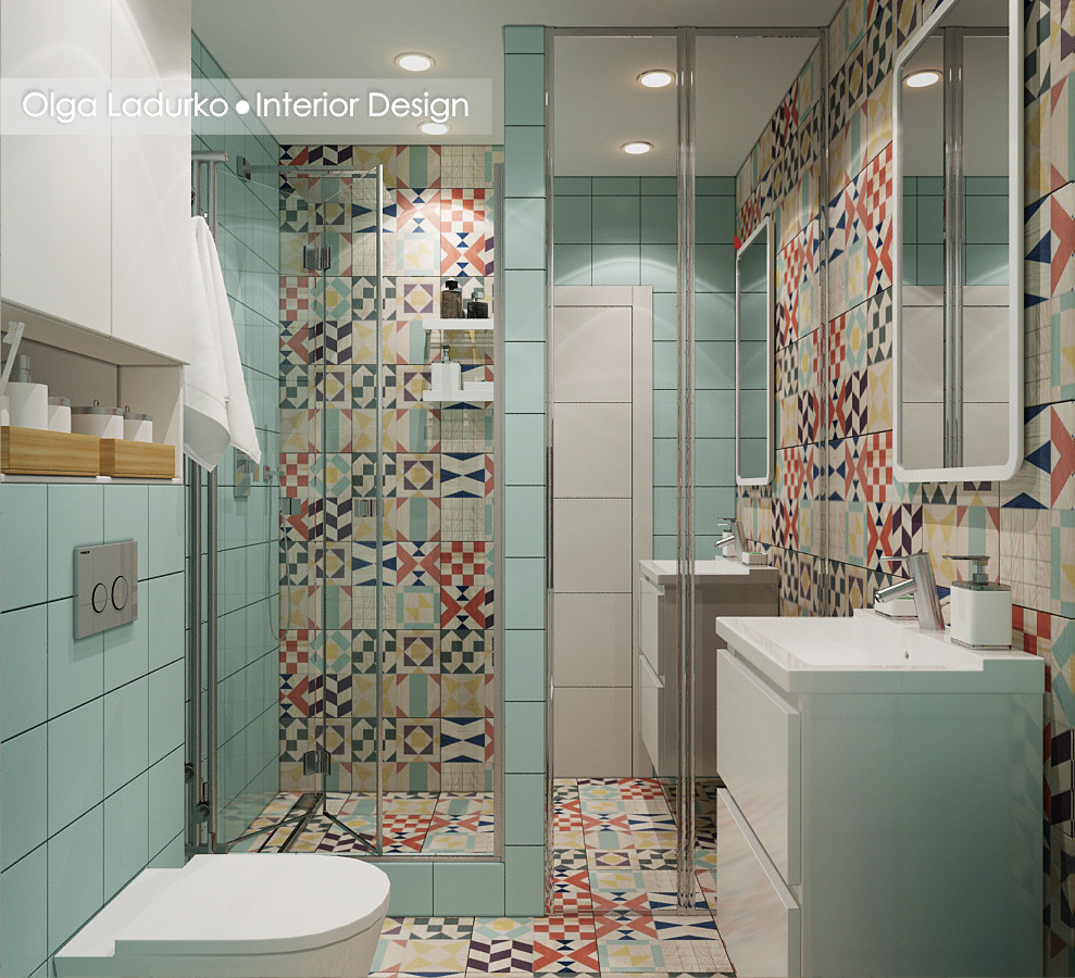 Санузел в ярких цветах