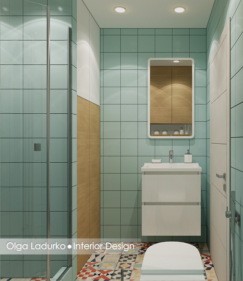 Санузел в ярких цветах