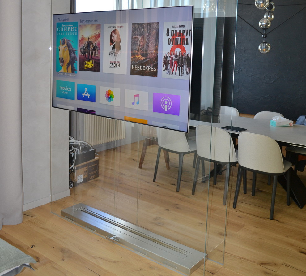 Био камин с двумя телевизорами