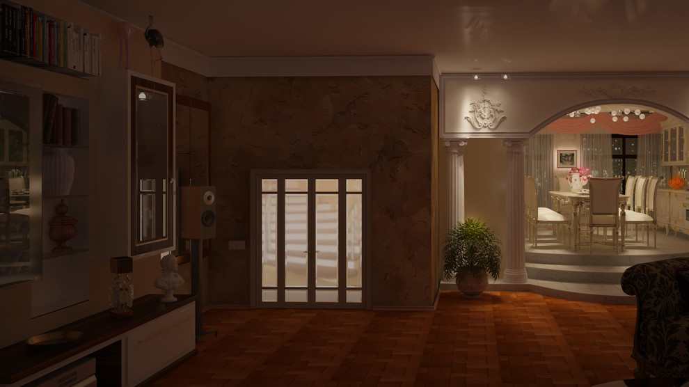 Гостиная и кухня для семьи музыкантов