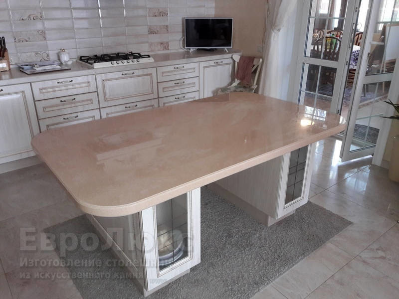 Акриловая столешница с островом