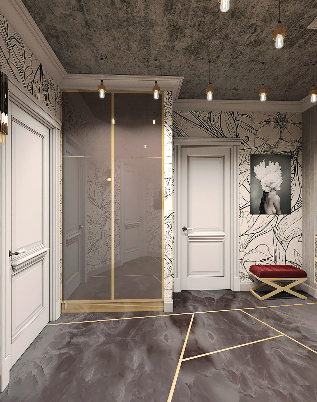 Глубокая зелень и жухлые розы