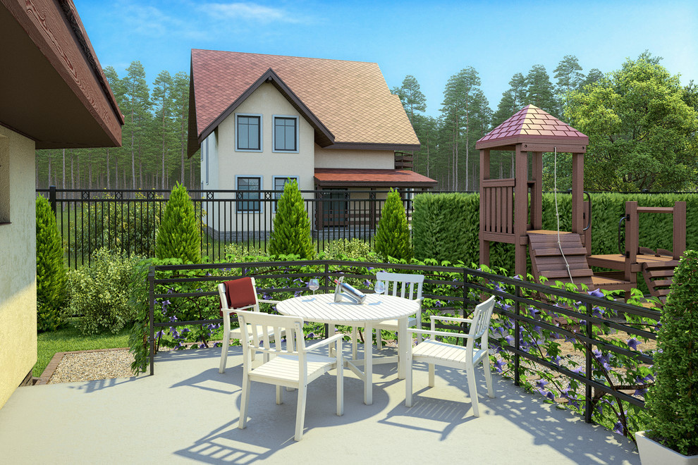 Вид с террасы на детскую площадку