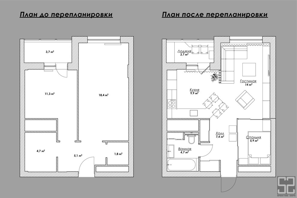 Интерьер квартиры-студии в ЖК "Караваиха"