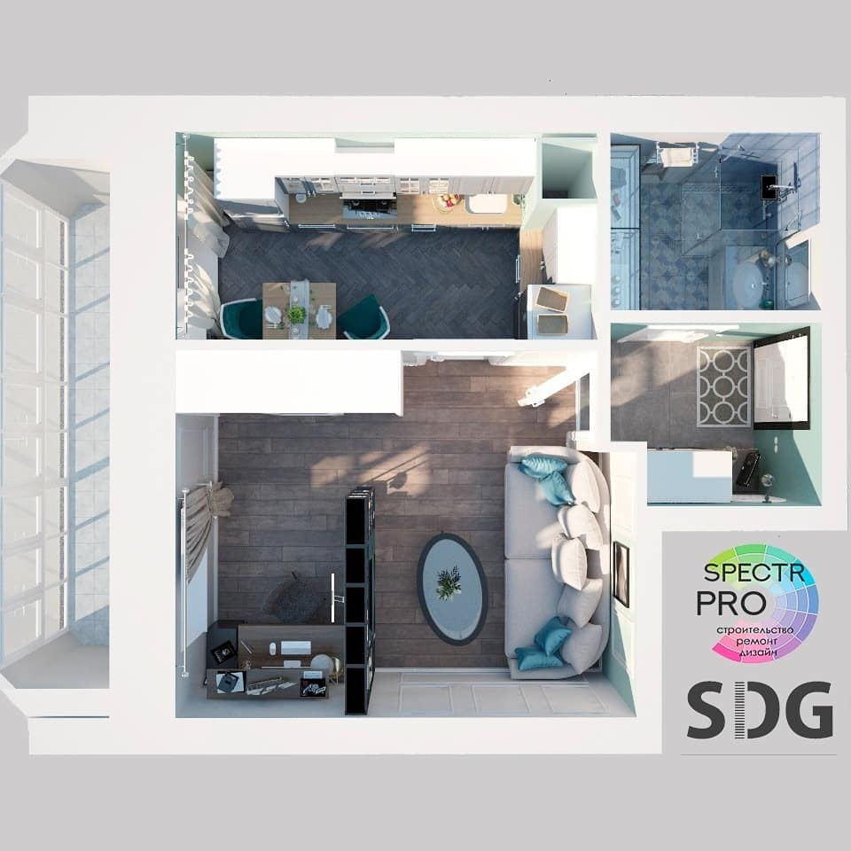 Обложка проекта: Однокомнатная квартира для застройщика