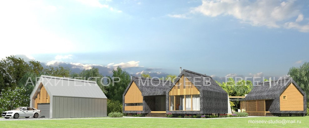 Каркасный модульный "растущий" дом в стиле "Barn House".