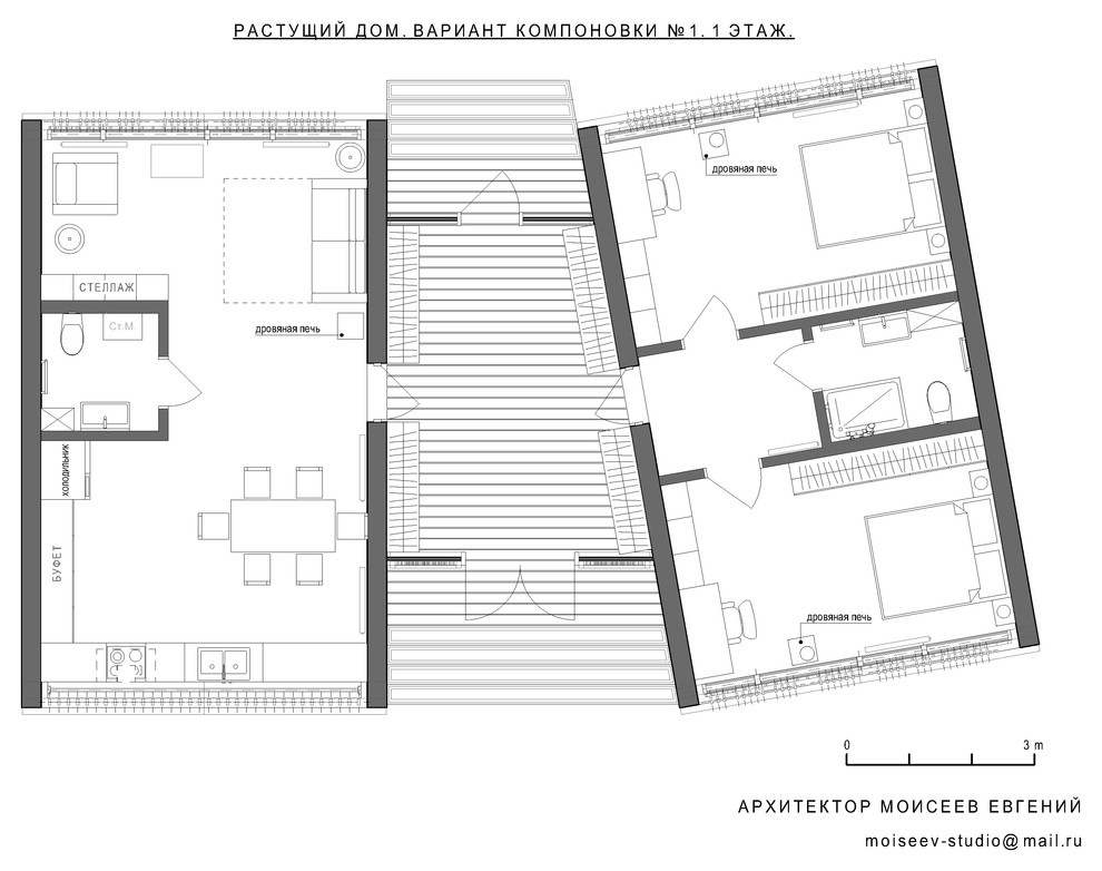 Каркасный модульный "растущий" дом в стиле "Barn House".