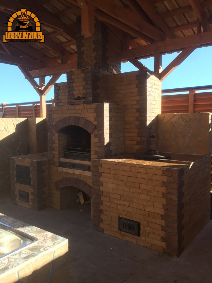 Обложка проекта: Открытая беседка с отделкой натуральным камнем