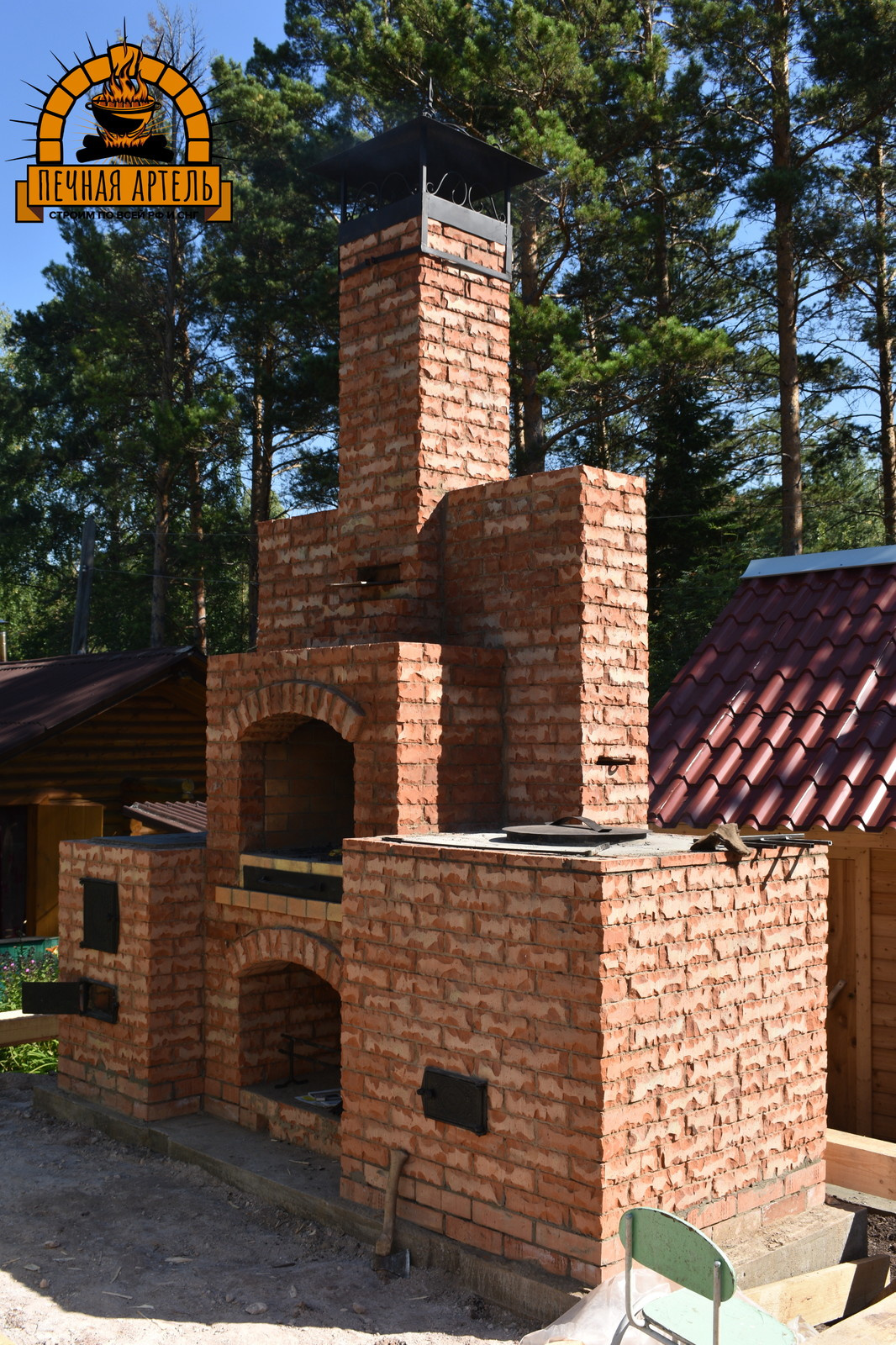 Барбекю комплекс из колотого кирпича