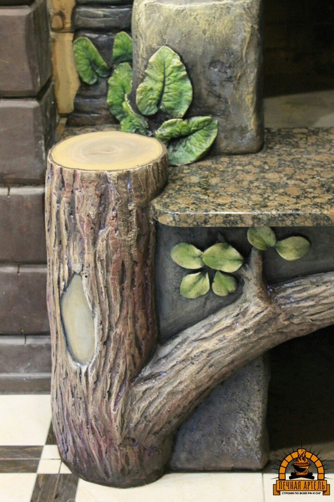 Обложка проекта: Камин "Лесной" с открытой топкой и отделкой лепниной