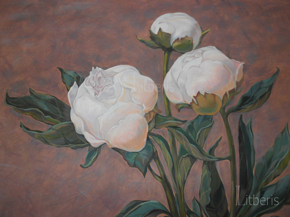 Художественная роспись стен - Пионы