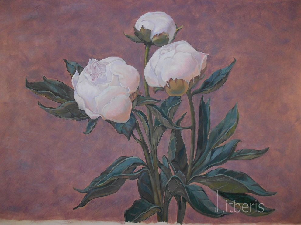 Художественная роспись стен - Пионы