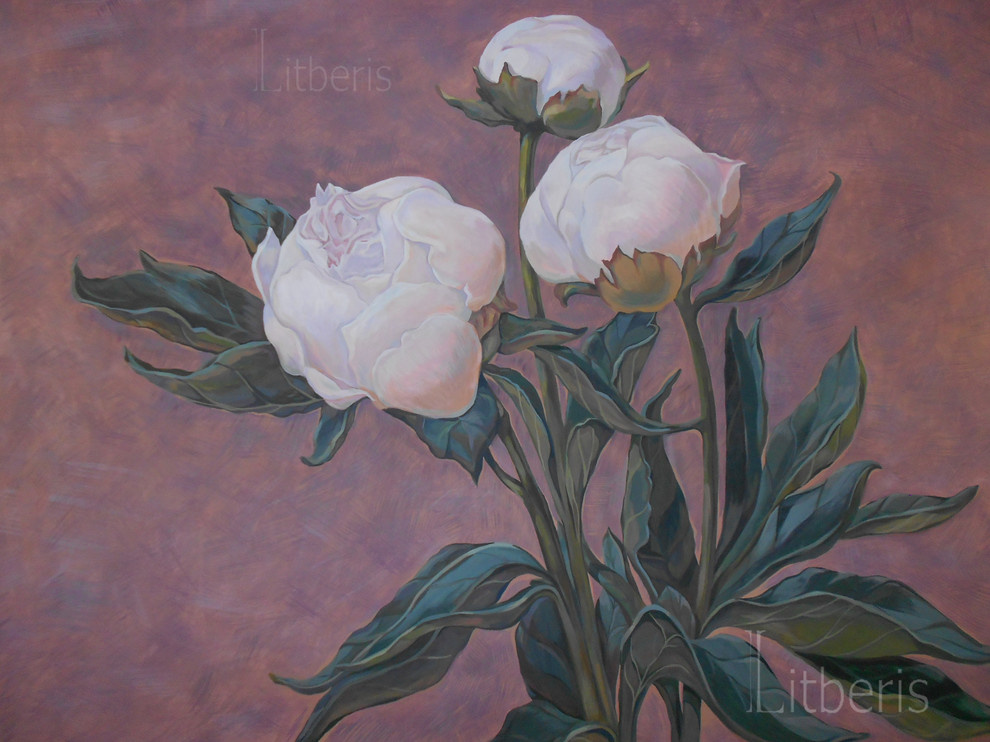 Художественная роспись стен - Пионы