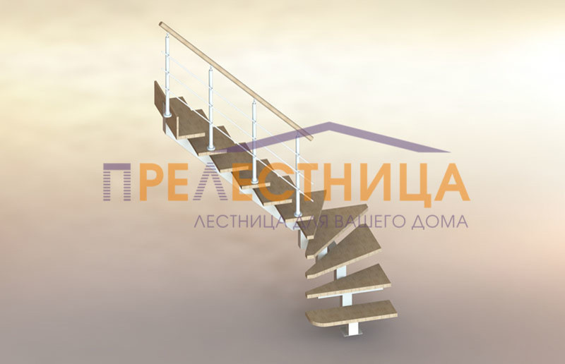 Металлическая лестница на 1 косоуре Ассоль 18