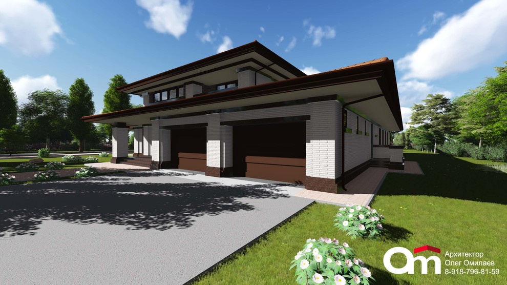 Индивидуальный жилой дом с тремя спальнями и бассейном в стиле "Дома прерий", об