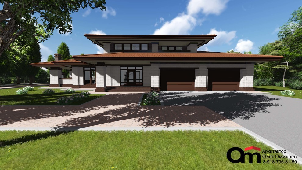 Индивидуальный жилой дом с тремя спальнями и бассейном в стиле "Дома прерий", об