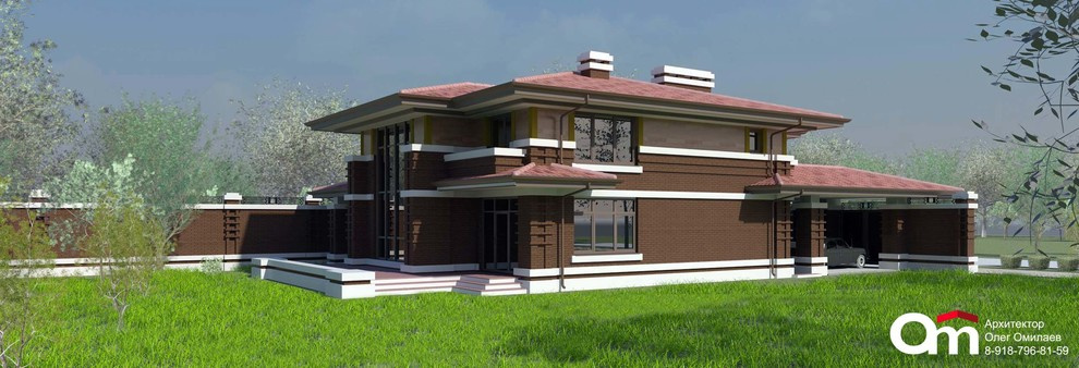 Обложка проекта: Дом с тремя спальнями и зимним садом, в стиле "дома Прерий", площадью 367м2