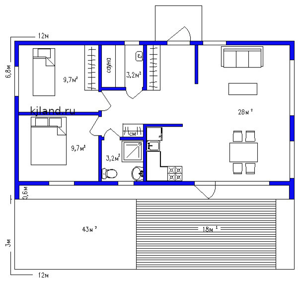 проект дачи Д75 от KJland.ru