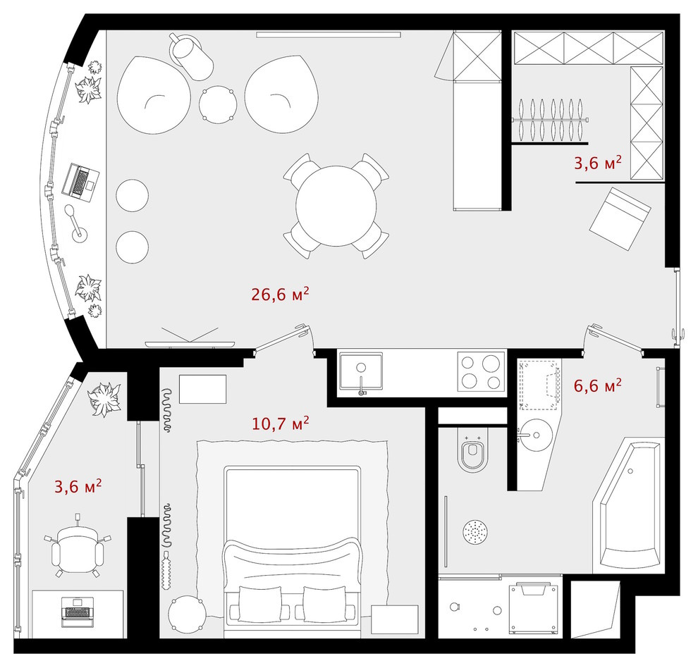 Бетонная однушка | Small concrete flat