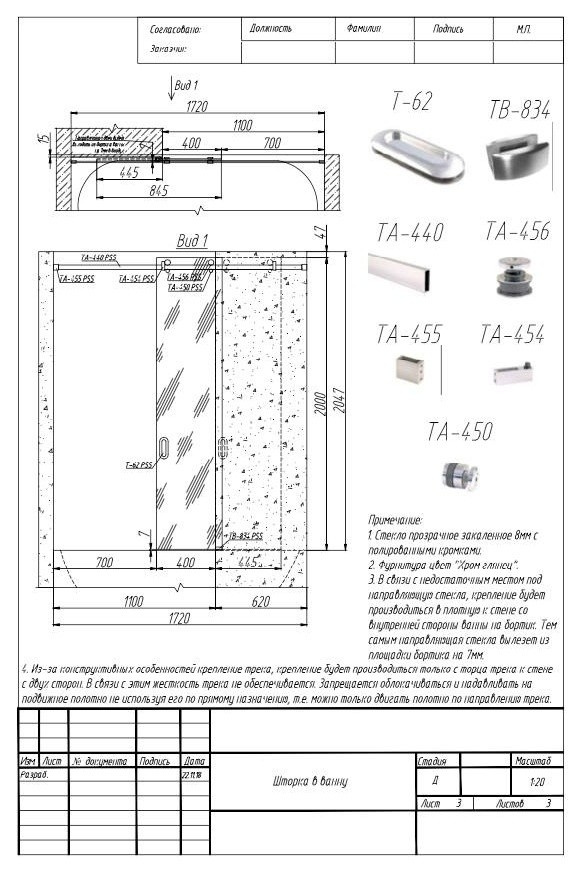 Стеклянное ограждение на ванную
