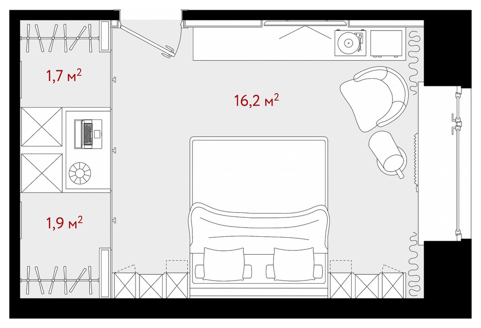 Спальня кинозал | Cinema in the bedroom 007 | 20 кв.м.