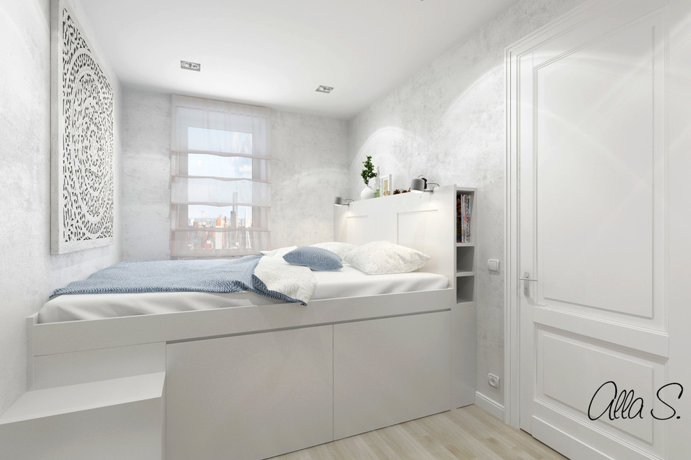 Спальня с кроватью на подиуме