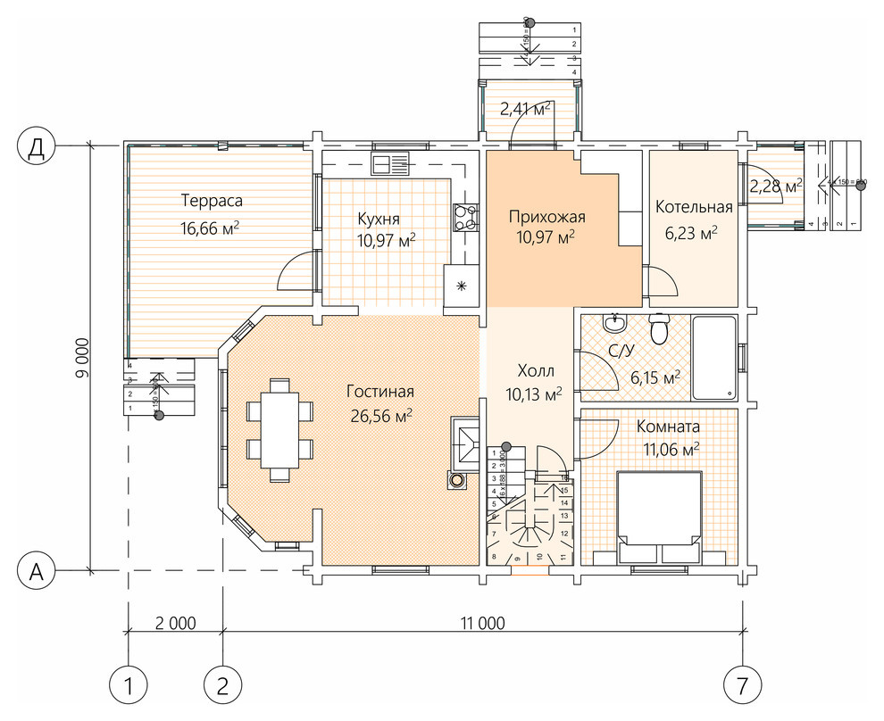 Обложка проекта: Проект дома из бруса № 2750 — 183 м2