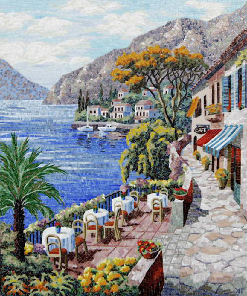 Колотое панно из мозаики - "Итальянский пейзаж"