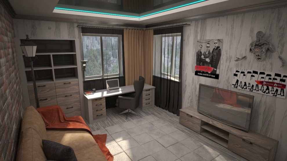 Дизайн-проект многофункционального интерьера для молодого джентльмена)