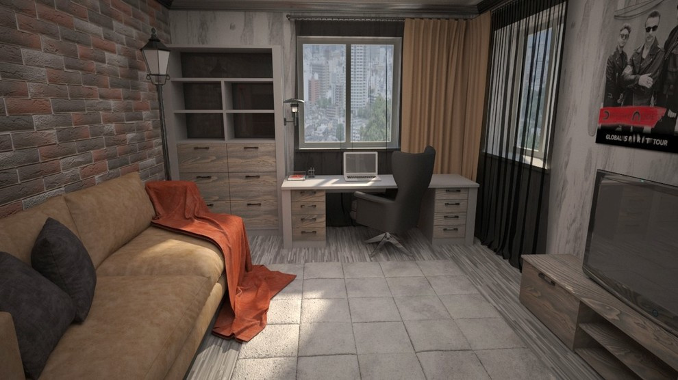 Дизайн-проект многофункционального интерьера для молодого джентльмена)