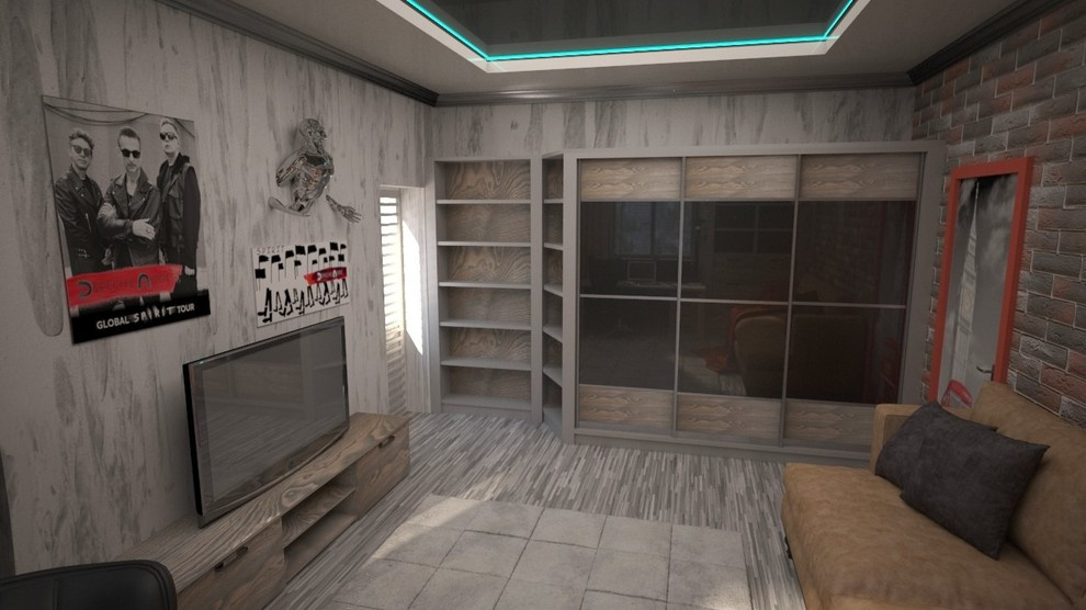 Дизайн-проект многофункционального интерьера для молодого джентльмена)