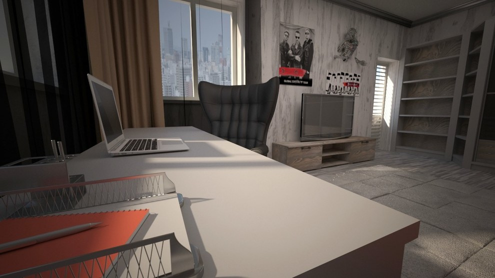 Дизайн-проект многофункционального интерьера для молодого джентльмена)