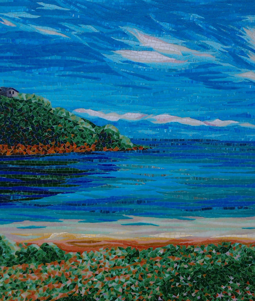 Колотое панно из мозаики - "Залив"