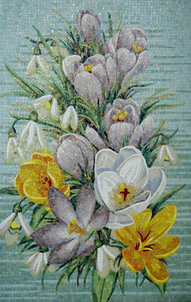 Колотое панно из мозаики - "Цветы"