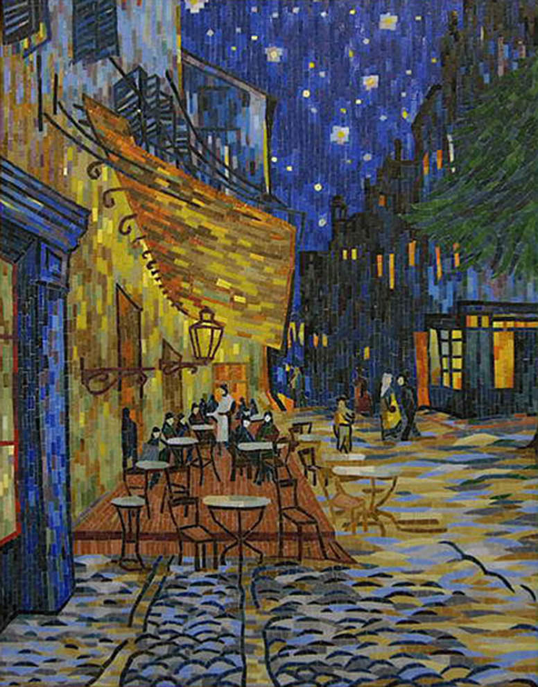 Колотое панно из мозаики - "Ночная терраса кафе" Ван Гог