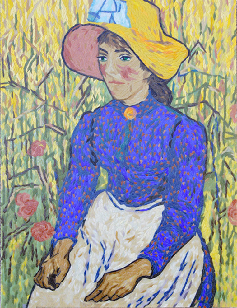 Колотое панно из мозаики - "Портрет молодой крестьянки" Ван Гог