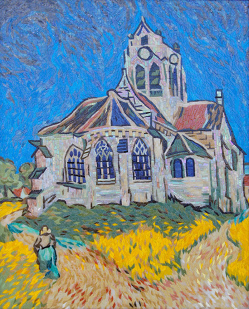 Колотое панно из мозаики - "Церковь в Овере" Ван Гог
