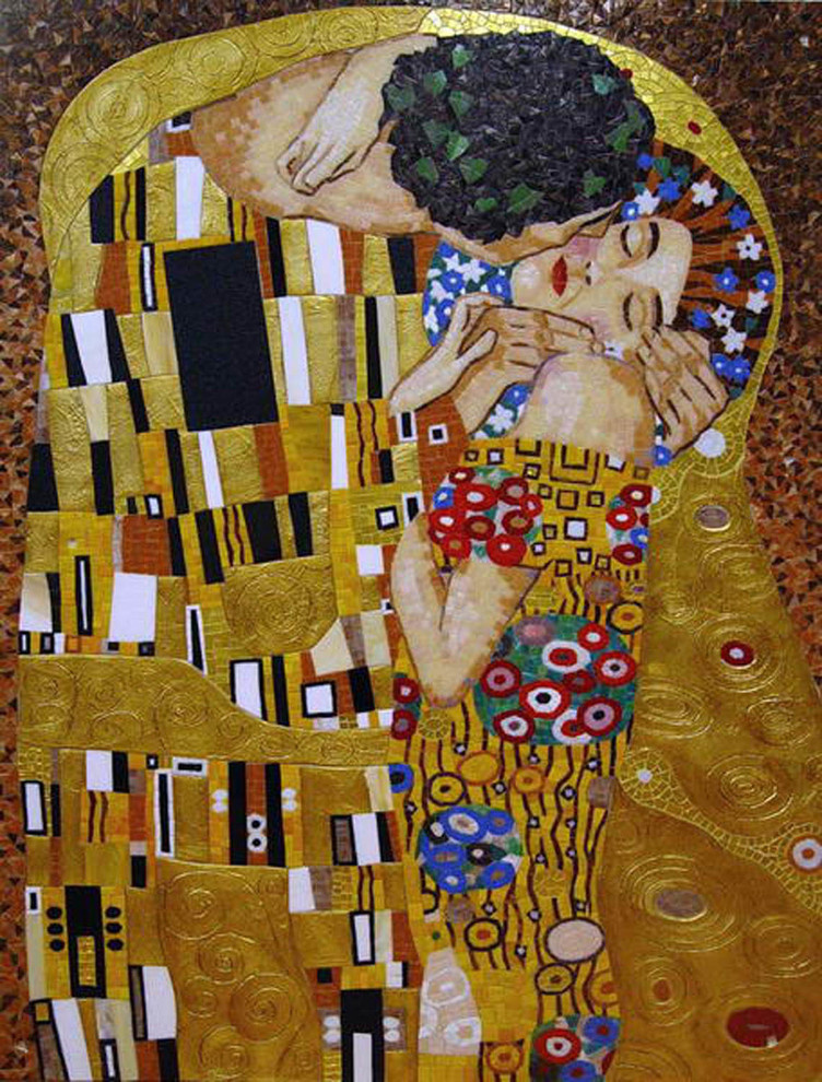 Колотое панно из мозаики - "Поцелуй" Климт